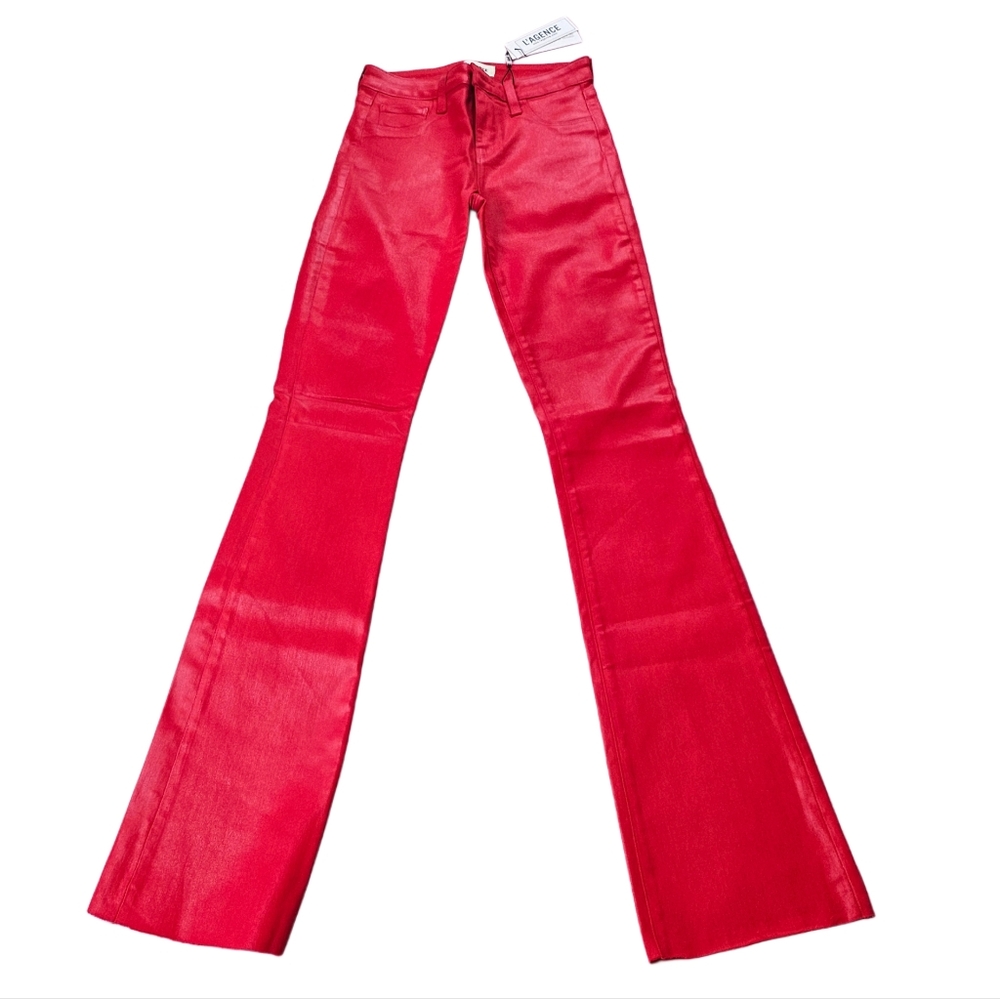 NWT. L'AGENCE Ruth Highrise Coated Straight Jeans In Lava Red - Picture 4 of 13